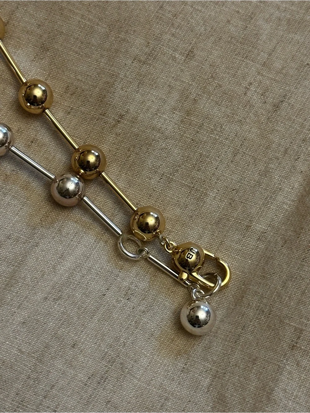 Jenny Bird Two-Tone Bead Link Necklace in Silver & Gold Tones - Picture 3 of 9